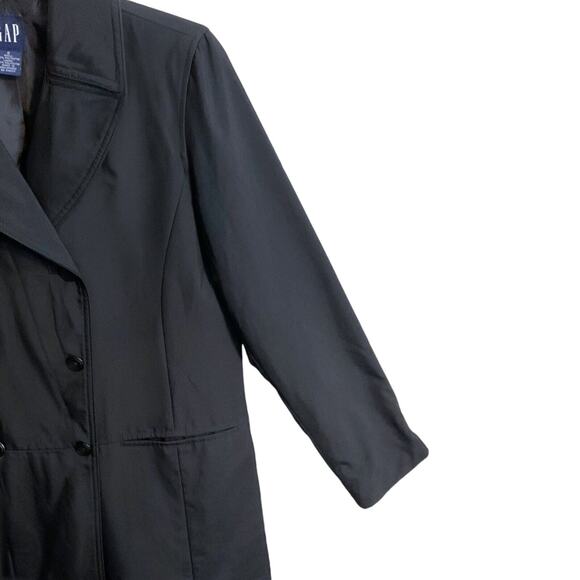 Gap Rain Coat Women's SZ S Black Lightweight Pockets Double Breasted - Picture 5 of 8
